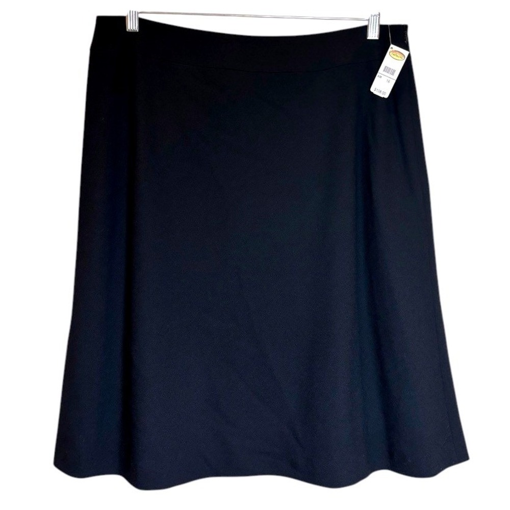 Talbots Black 100% Wool A-Line Skirt Sz 14/16 Vtg 90s Old Money Classic Chic NWT